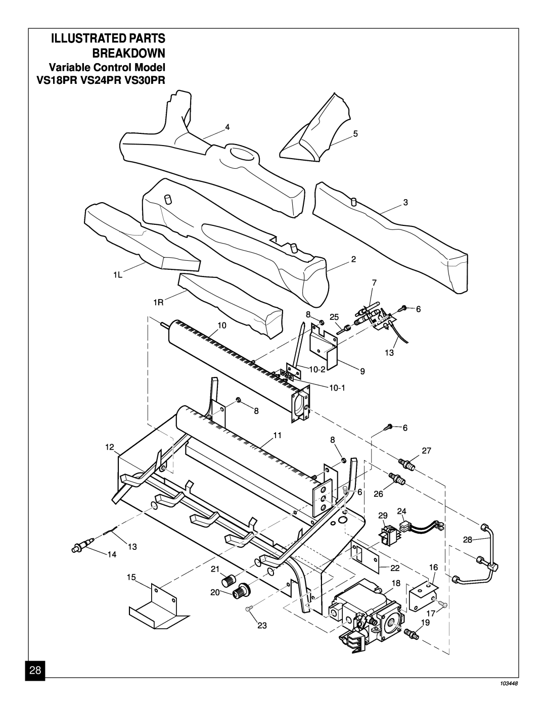 Vanguard Heating installation manual Breakdown, Illustrated Parts, Variable Control Model, VS18PR VS24PR VS30PR 