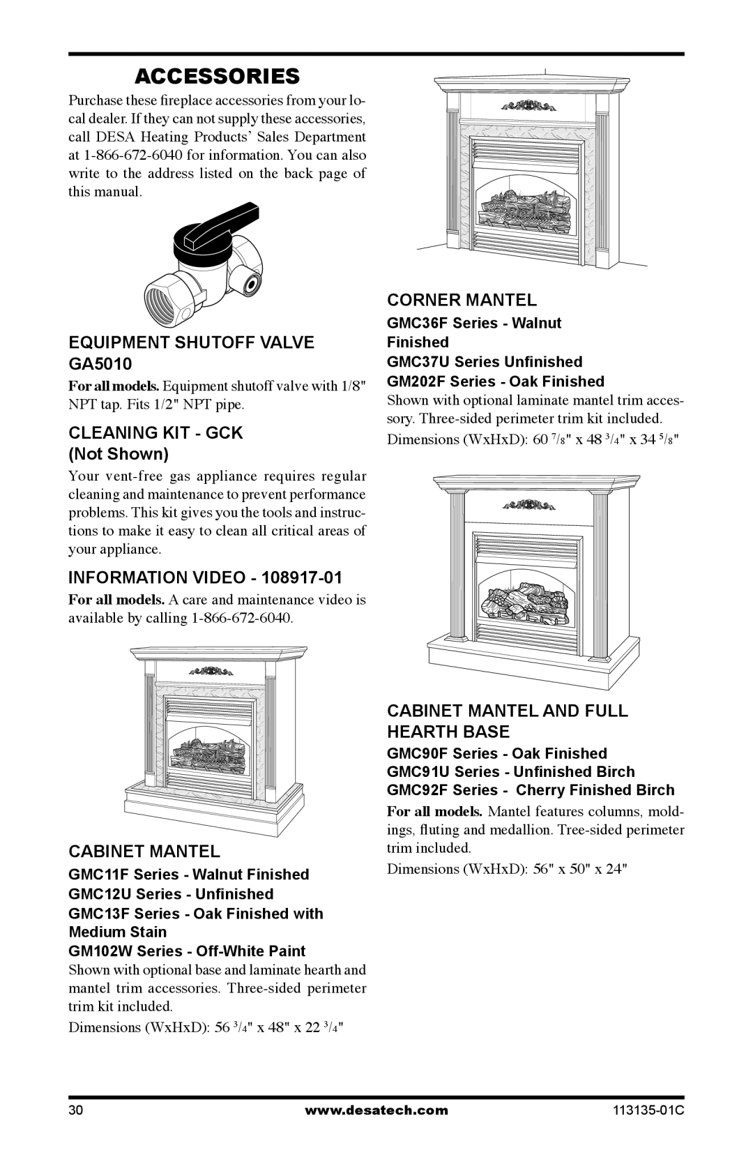 Vanguard Heating VSGF-28PTE, VSGF-28NTE installation manual Accessories 