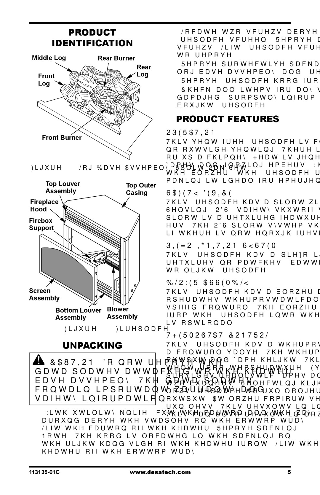 Vanguard Heating VSGF-28NTE, VSGF-28PTE installation manual Product Identification, Unpacking, Product Features 