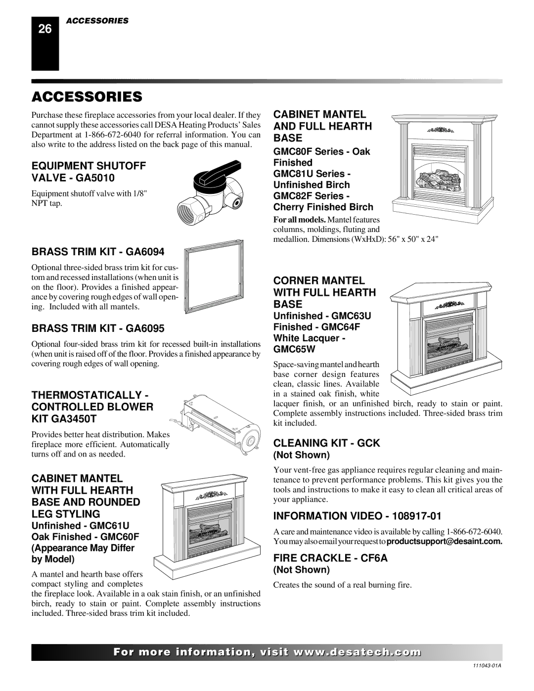 Vanguard Heating WMH26TNB installation manual Accessories 