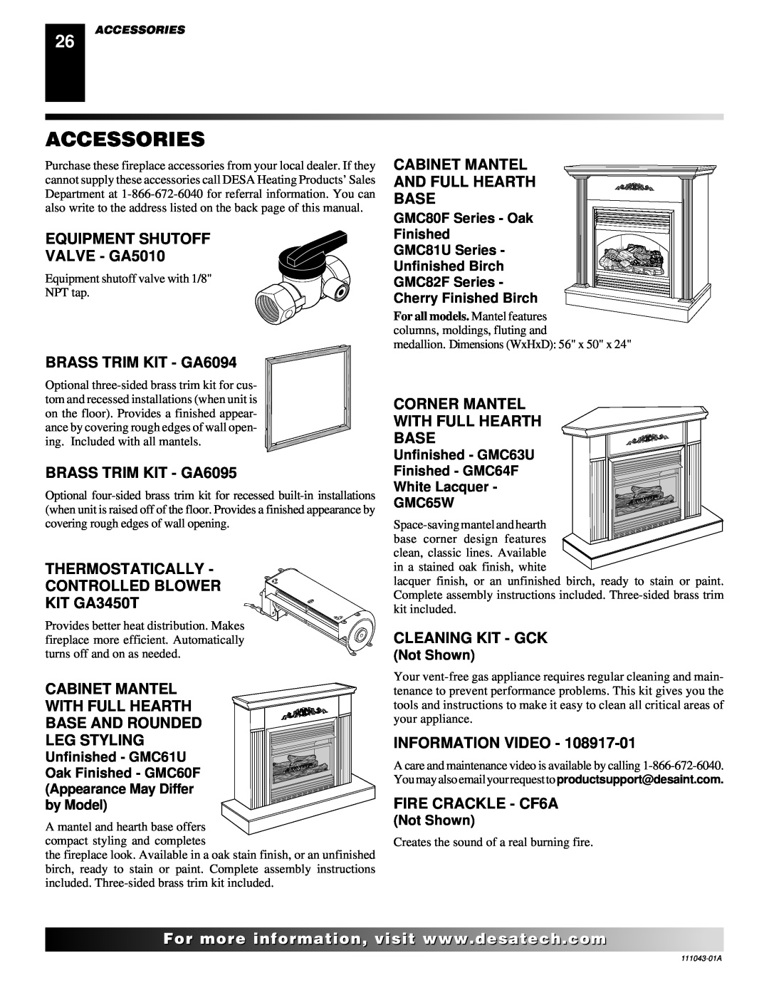Vanguard Heating WMH26TNB installation manual Accessories 