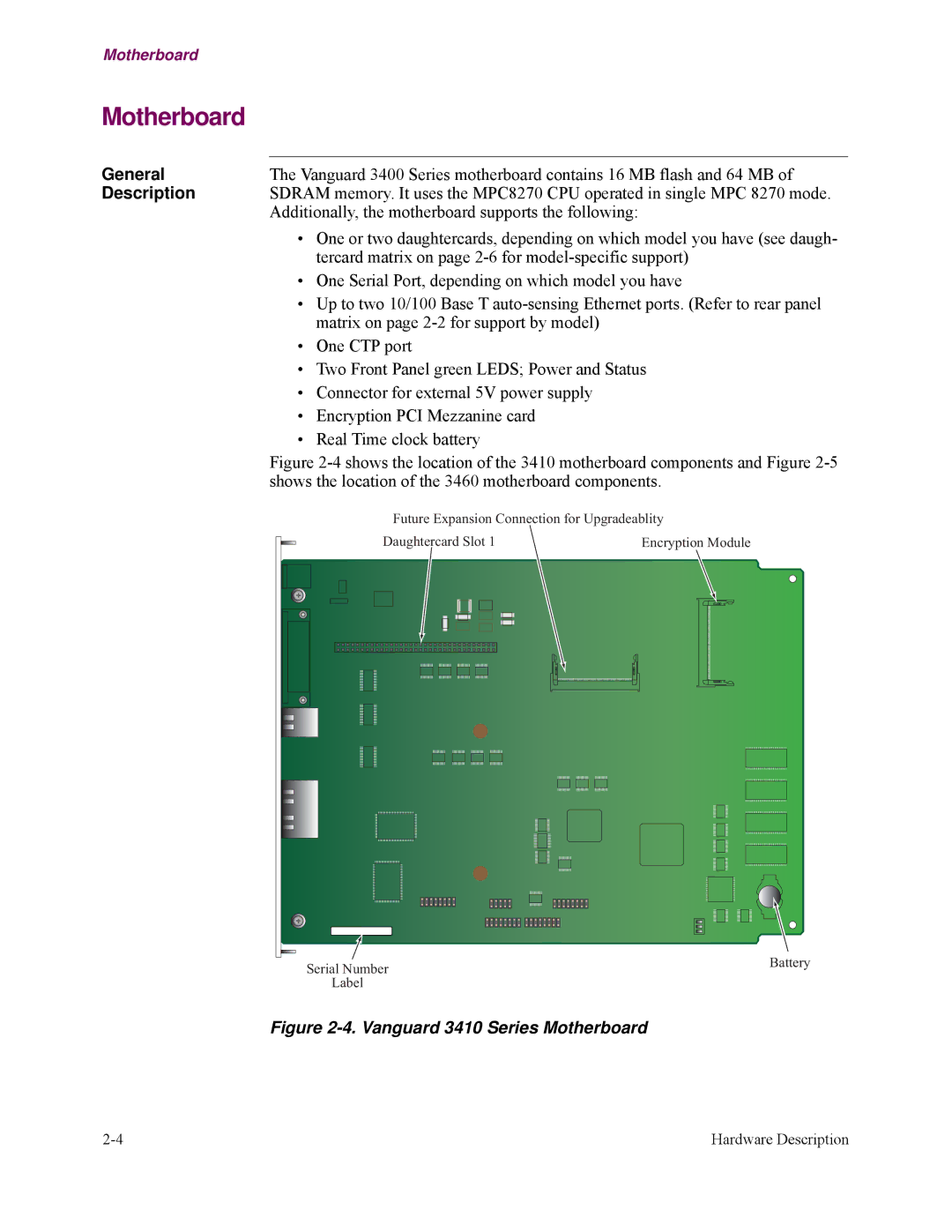 Vanguard Managed Solutions 3400 Series manual Motherboard, General 