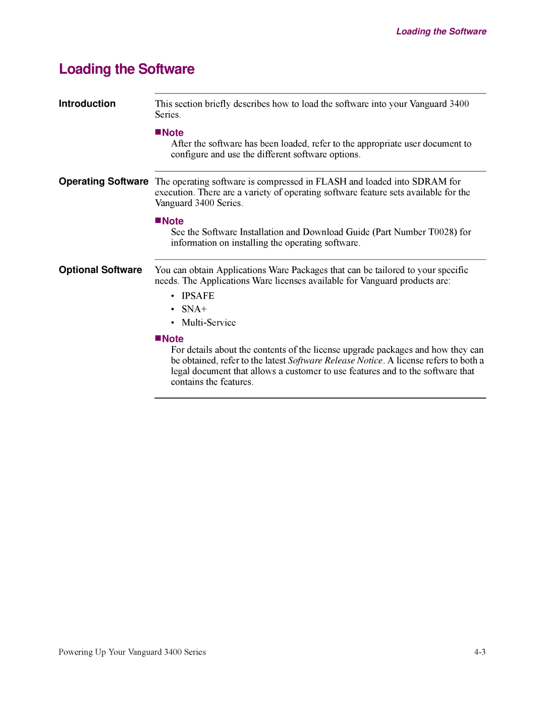 Vanguard Managed Solutions 3400 Series manual Loading the Software 