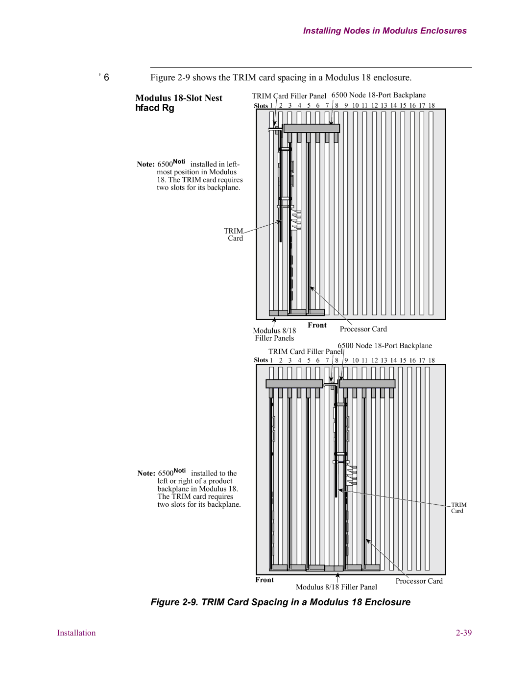 Vanguard Managed Solutions 6500 PLUS installation manual Trim Card Spacing in a Modulus 18 Enclosure 