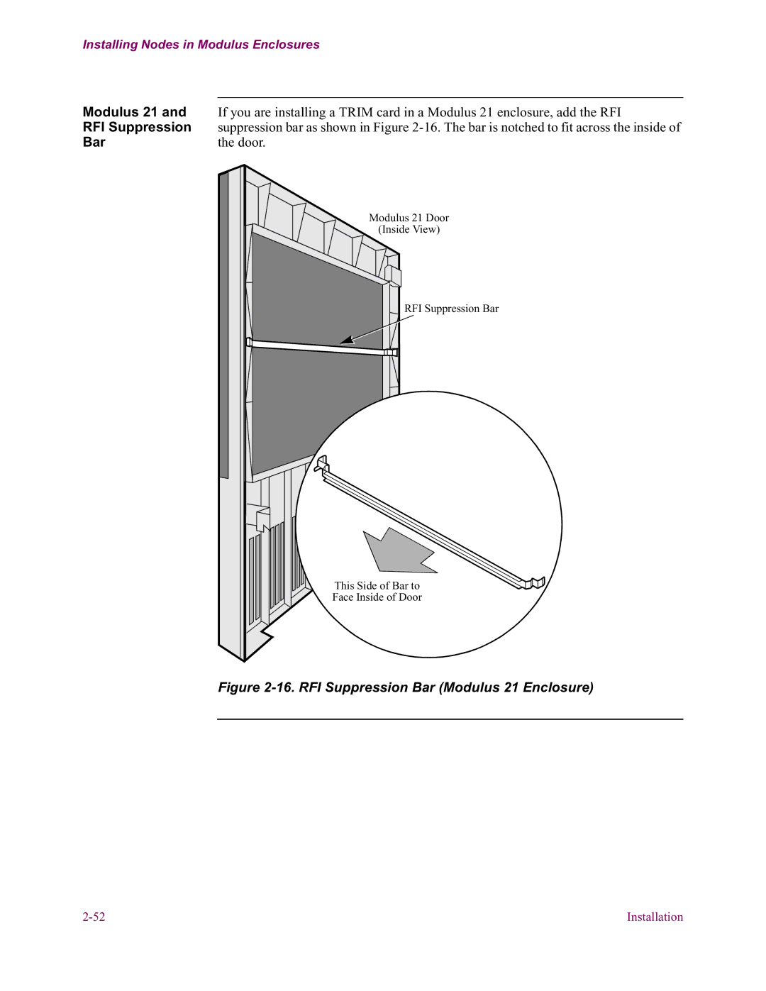 Vanguard Managed Solutions 6500 PLUS installation manual Modulus 21, RFI Suppression, Bar 