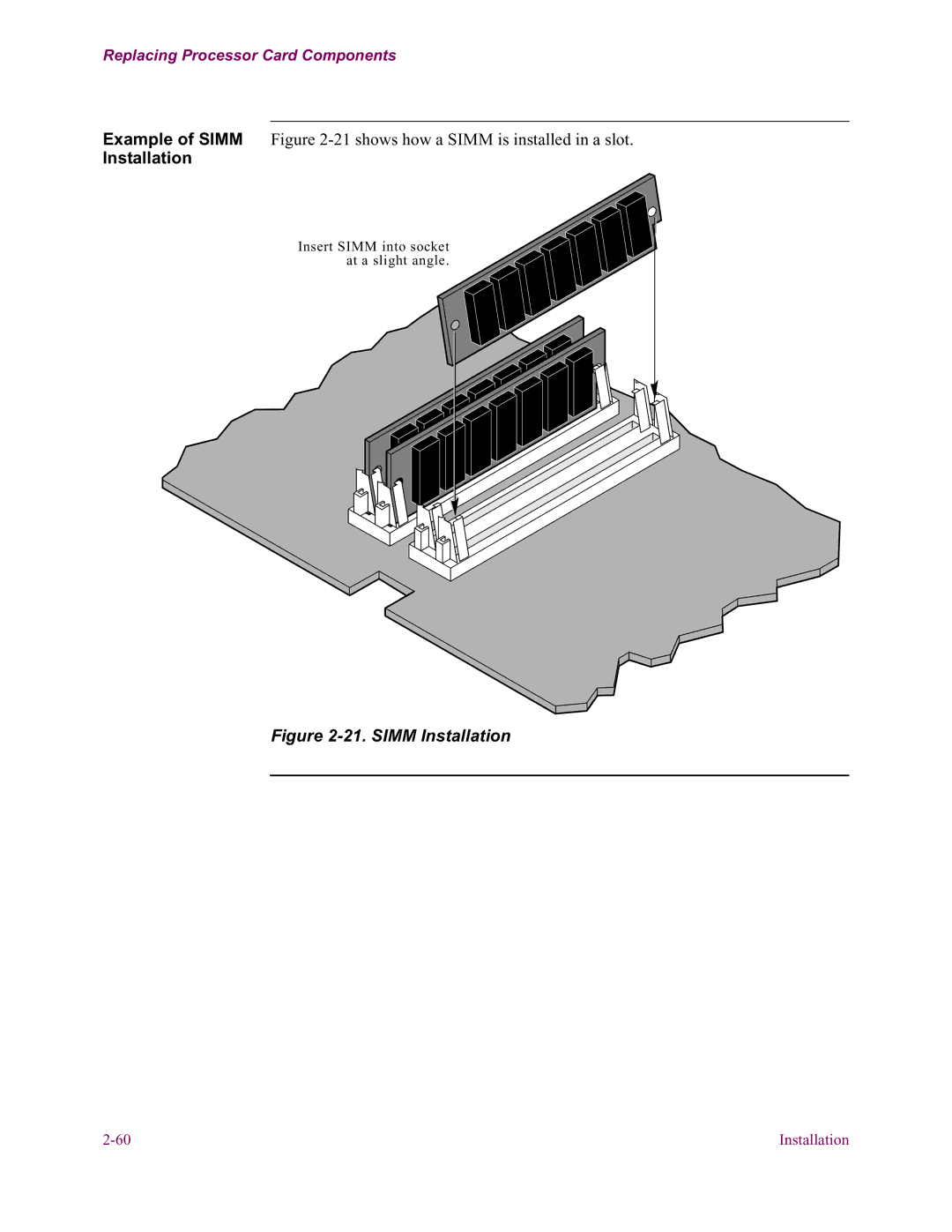 Vanguard Managed Solutions 6500 PLUS installation manual Simm Installation 