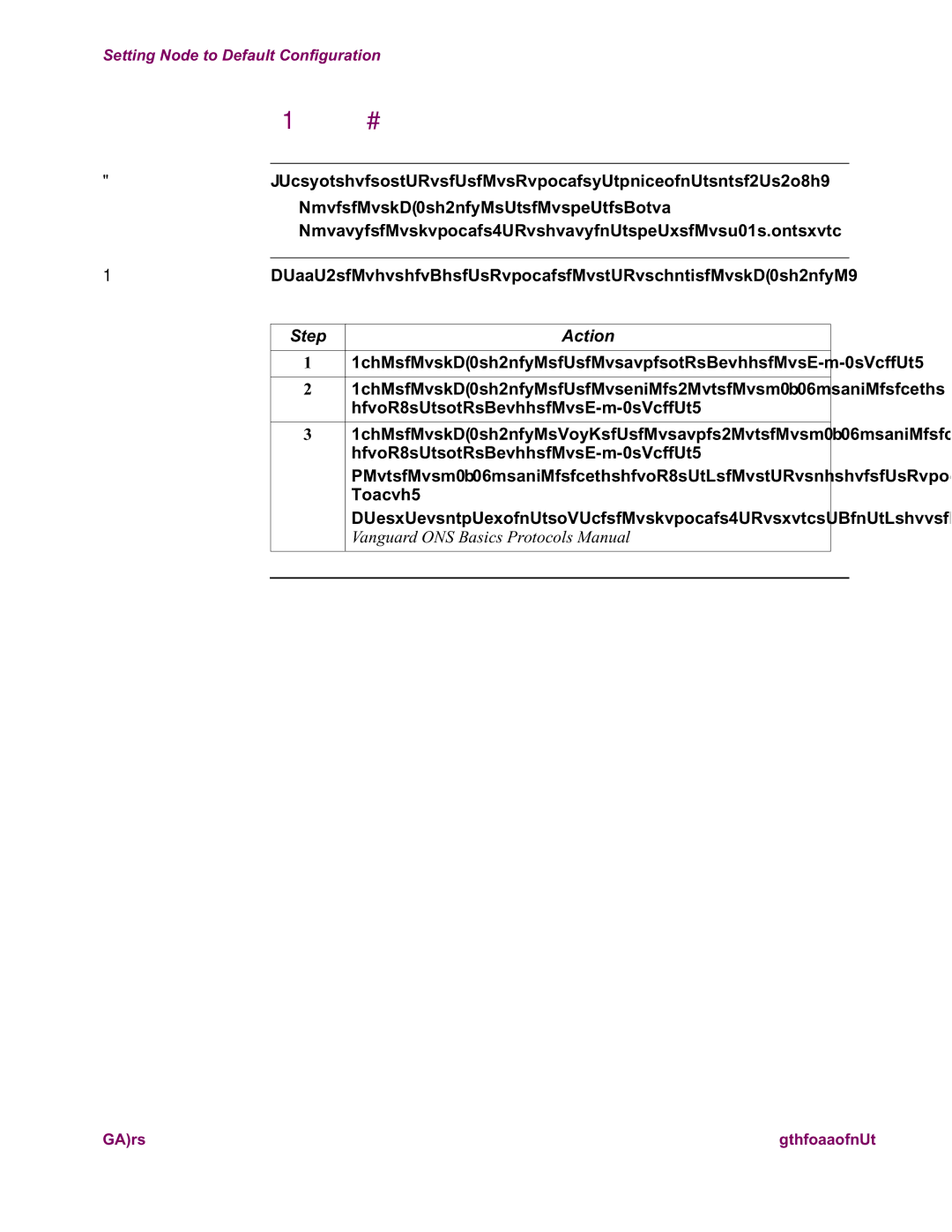 Vanguard Managed Solutions 6500 PLUS installation manual Setting Node to Default Configuration 