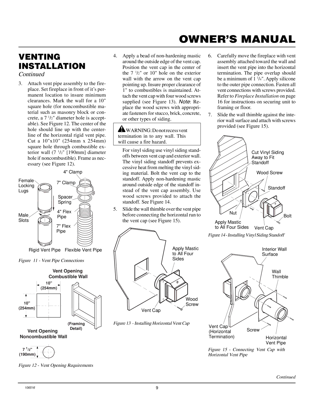 Vanguard Managed Solutions BHDV34PB installation manual Vent Pipe Connections 