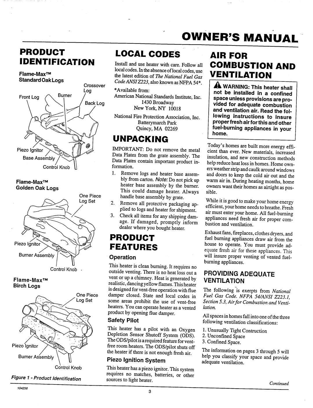 Vanguard Managed Solutions Golden Oak Log Design, Vintage Oak Log Design, Birch Log Design manual 