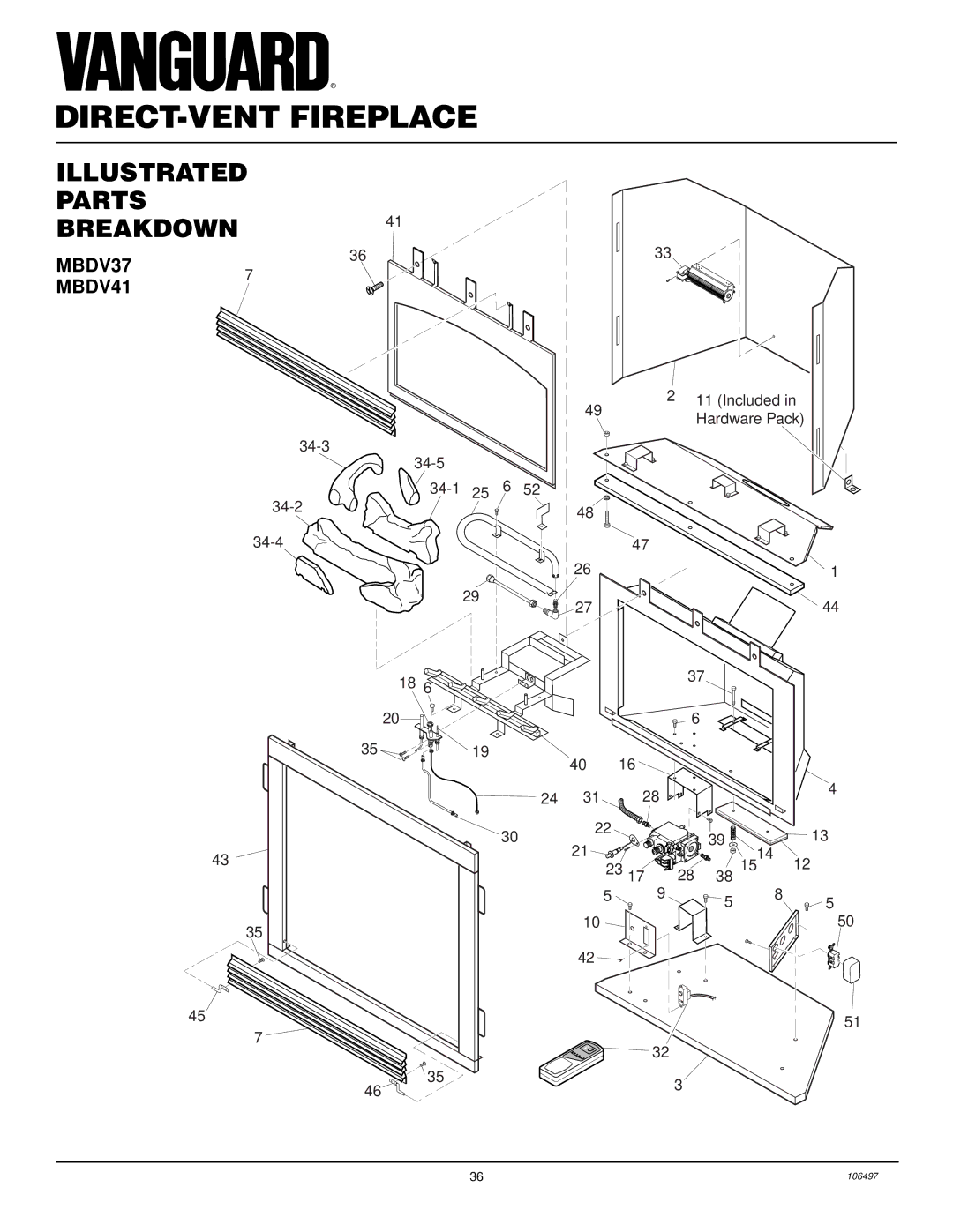 Vanguard Managed Solutions installation manual Illustrated Parts Breakdown, MBDV37 MBDV41 