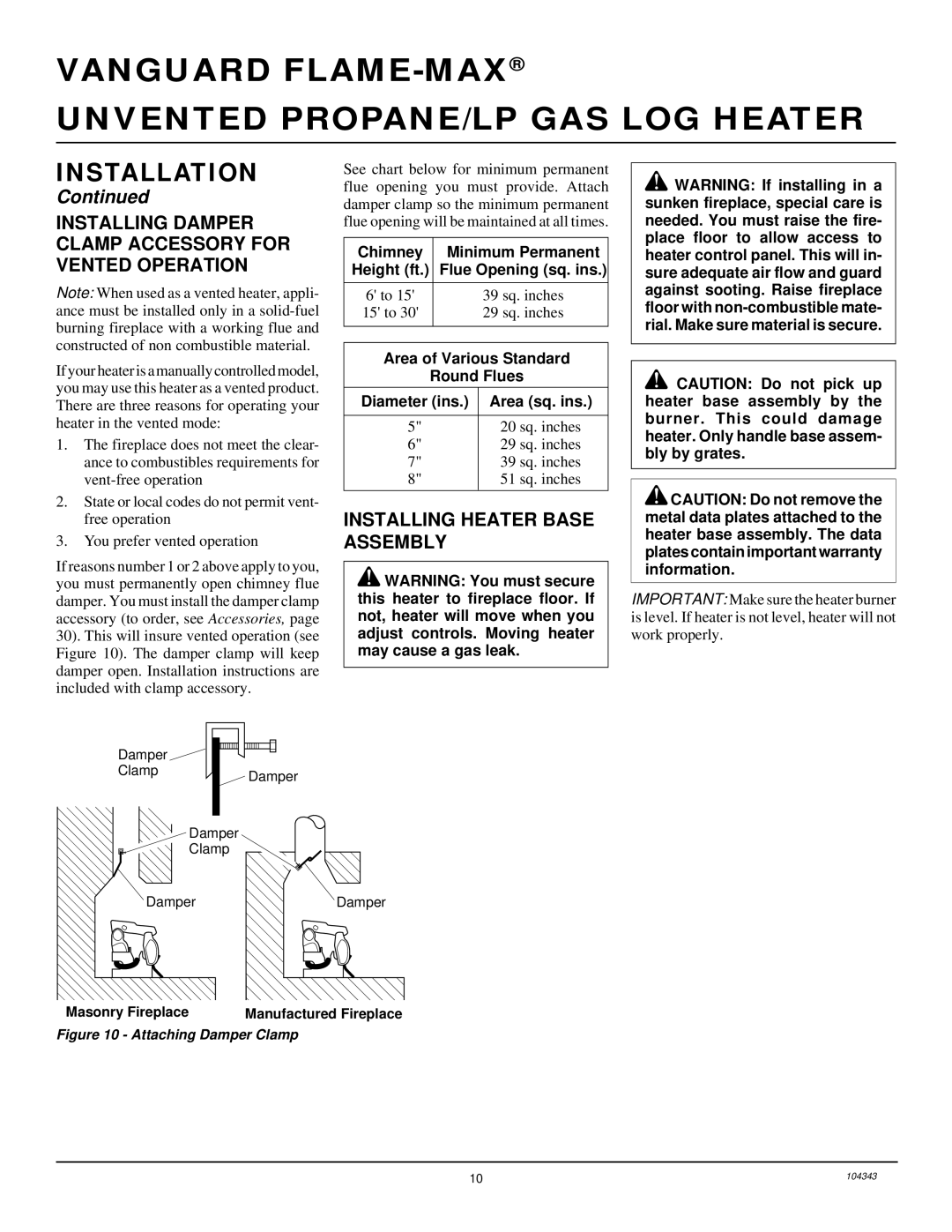 Vanguard Managed Solutions PRVYS18PWA installation manual Installing Damper Clamp Accessory for Vented Operation 