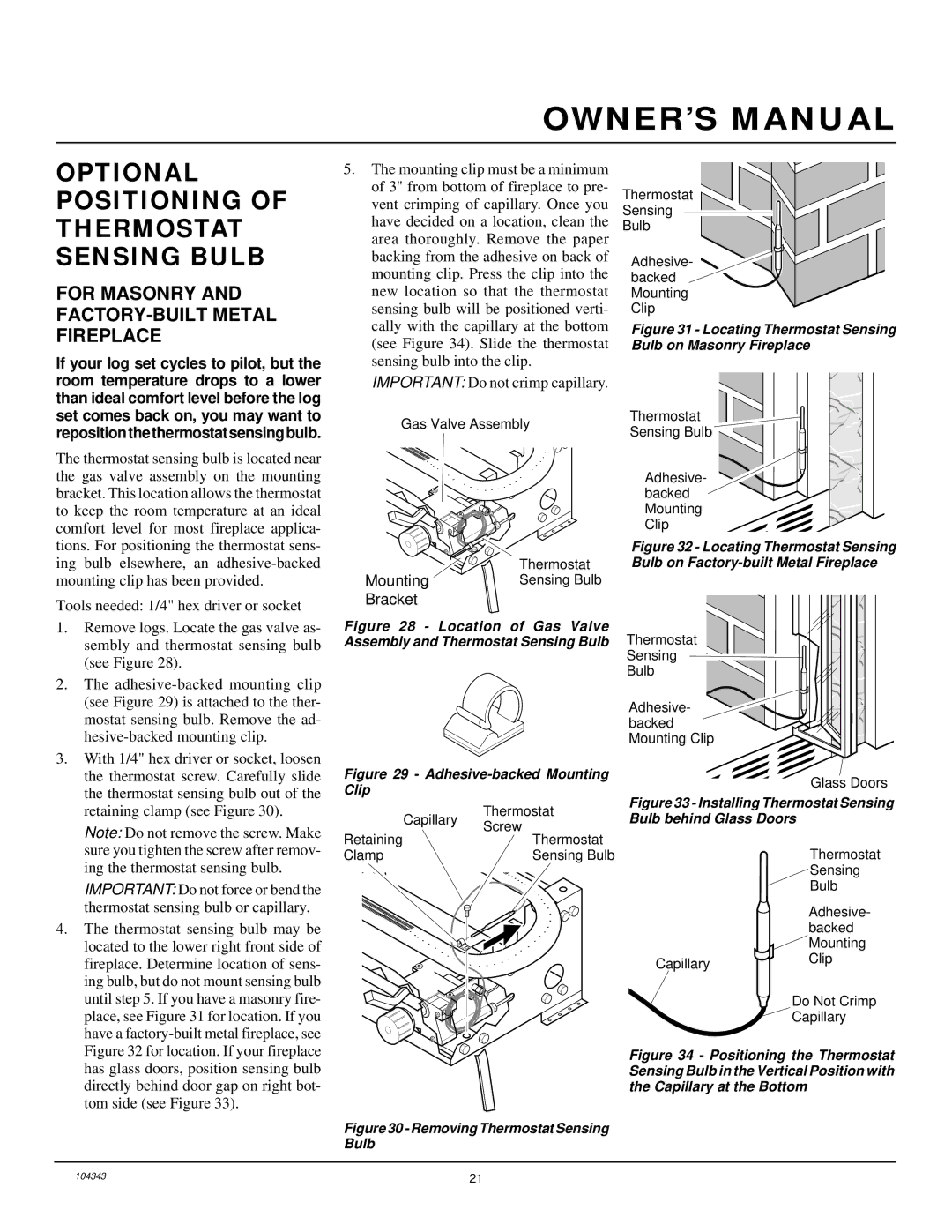 Vanguard Managed Solutions PRVYS18PWA installation manual Optional Positioning of Thermostat Sensing Bulb 