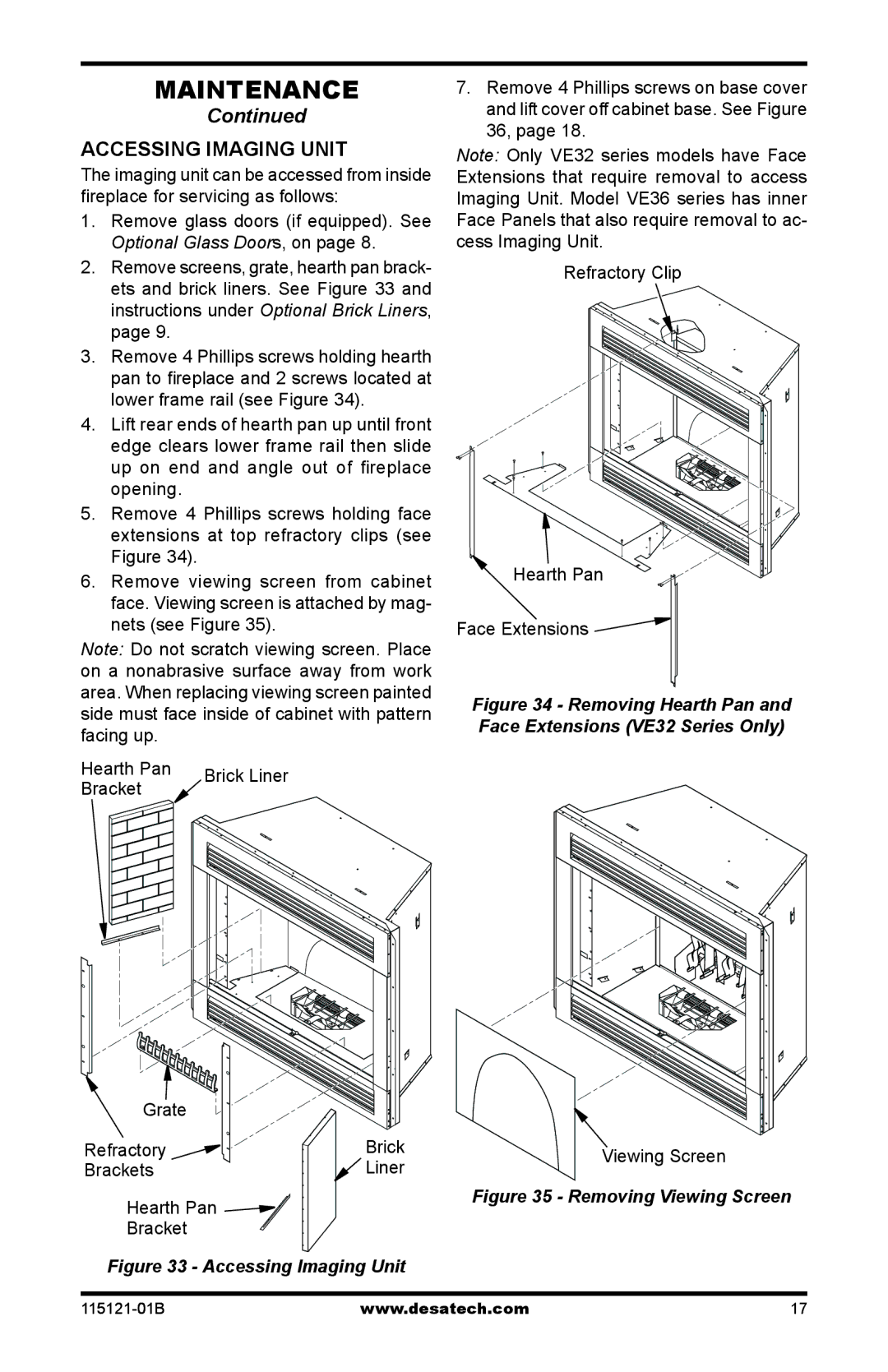 Vanguard VE36LH, VE36LBH, VE32LH, VE32LBH manual Accessing Imaging Unit, Viewing Screen 