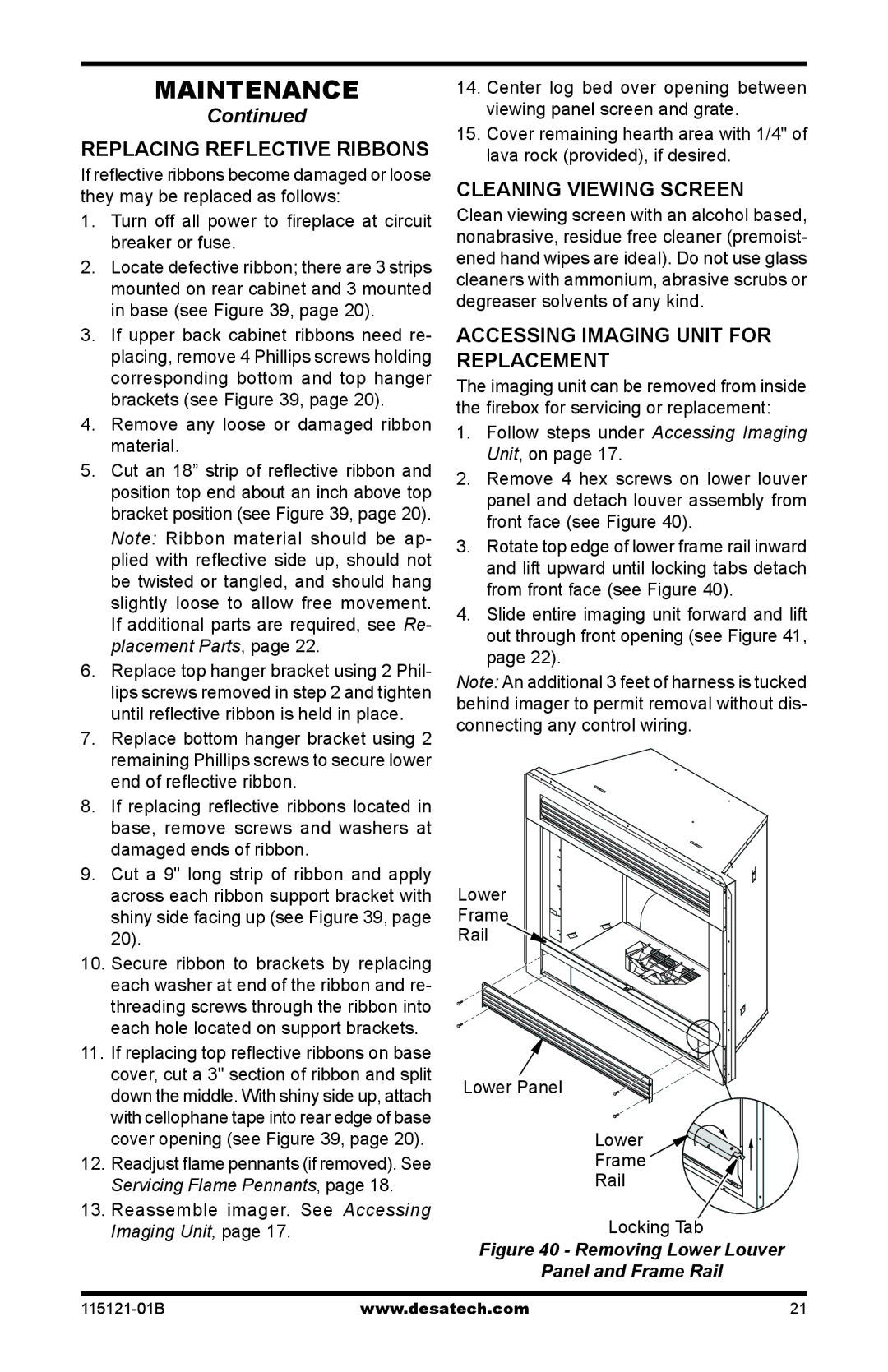 Vanguard VE32LH, VE36LH manual Replacing Reflective Ribbons, Cleaning Viewing Screen, Accessing Imaging Unit For Replacement 