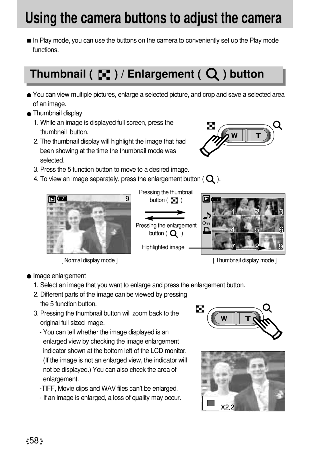 Vanson V-6000 manual Thumbnail / Enlargement button 