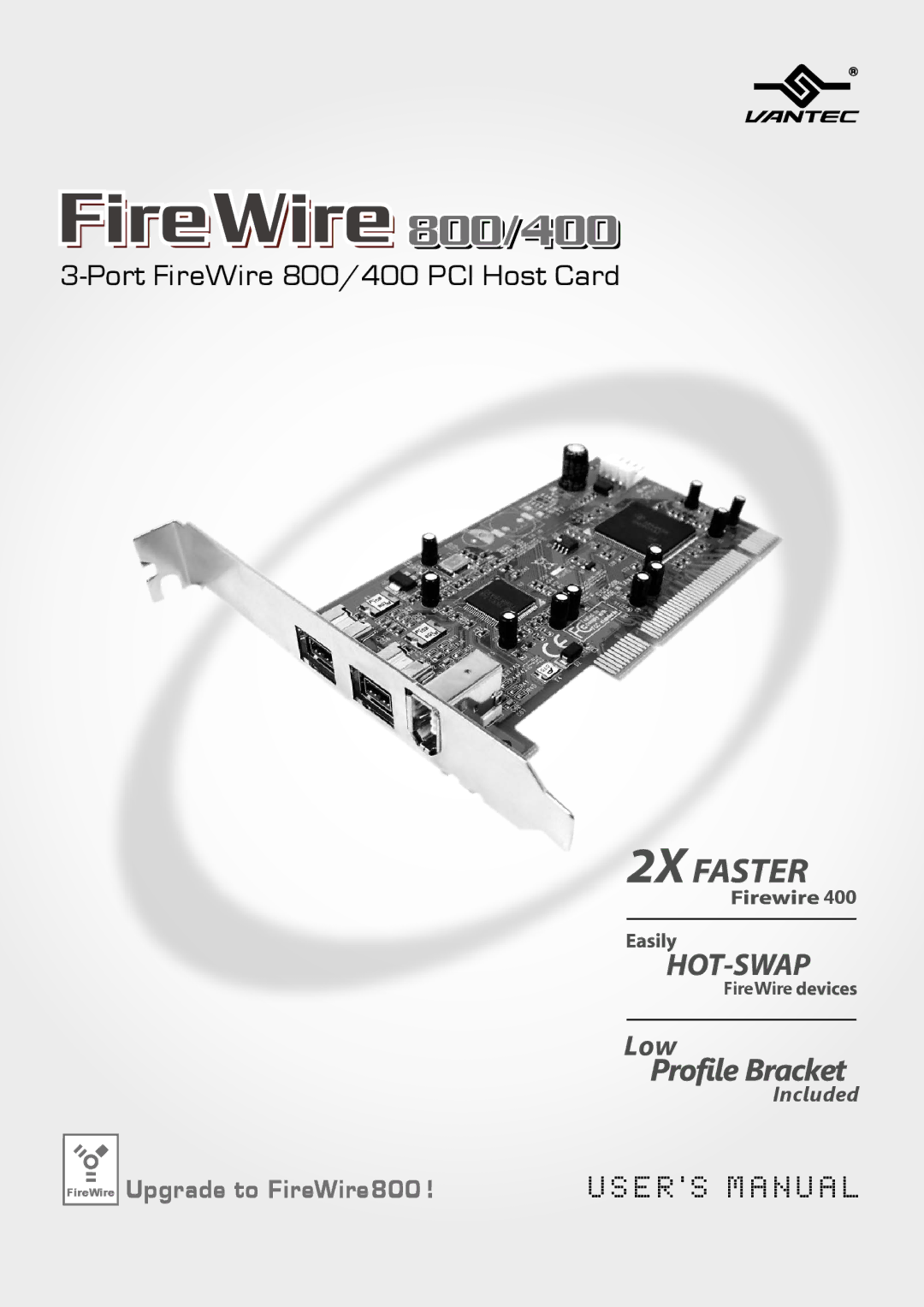 Vantec user manual Port FireWire 800/400 PCI Host Card 