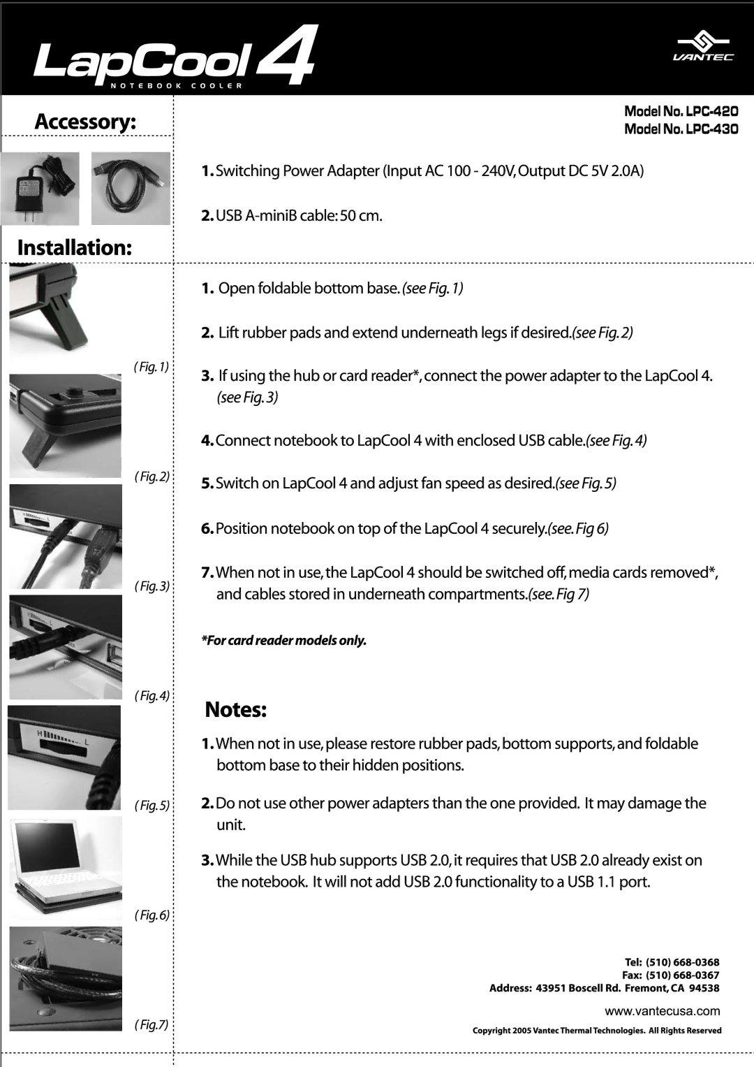 Vantec LPC-420, LPC-430 manual 