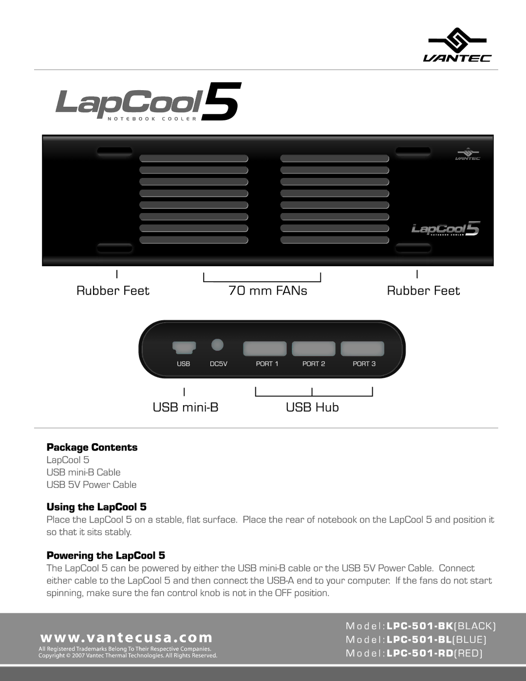 Vantec LPC-501-RD manual 