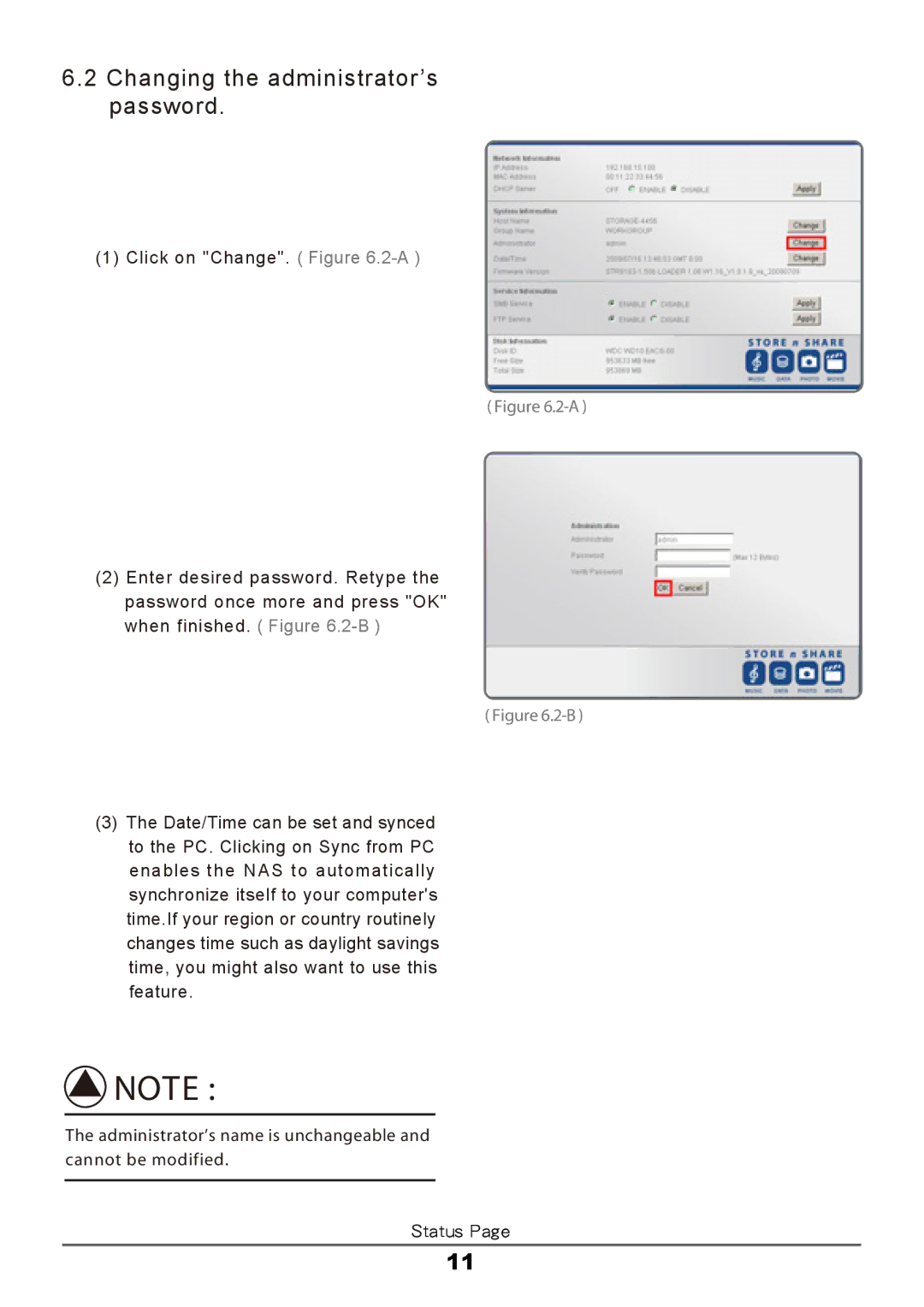 Vantec LX ULTRA manual Changing the administrator’s password 