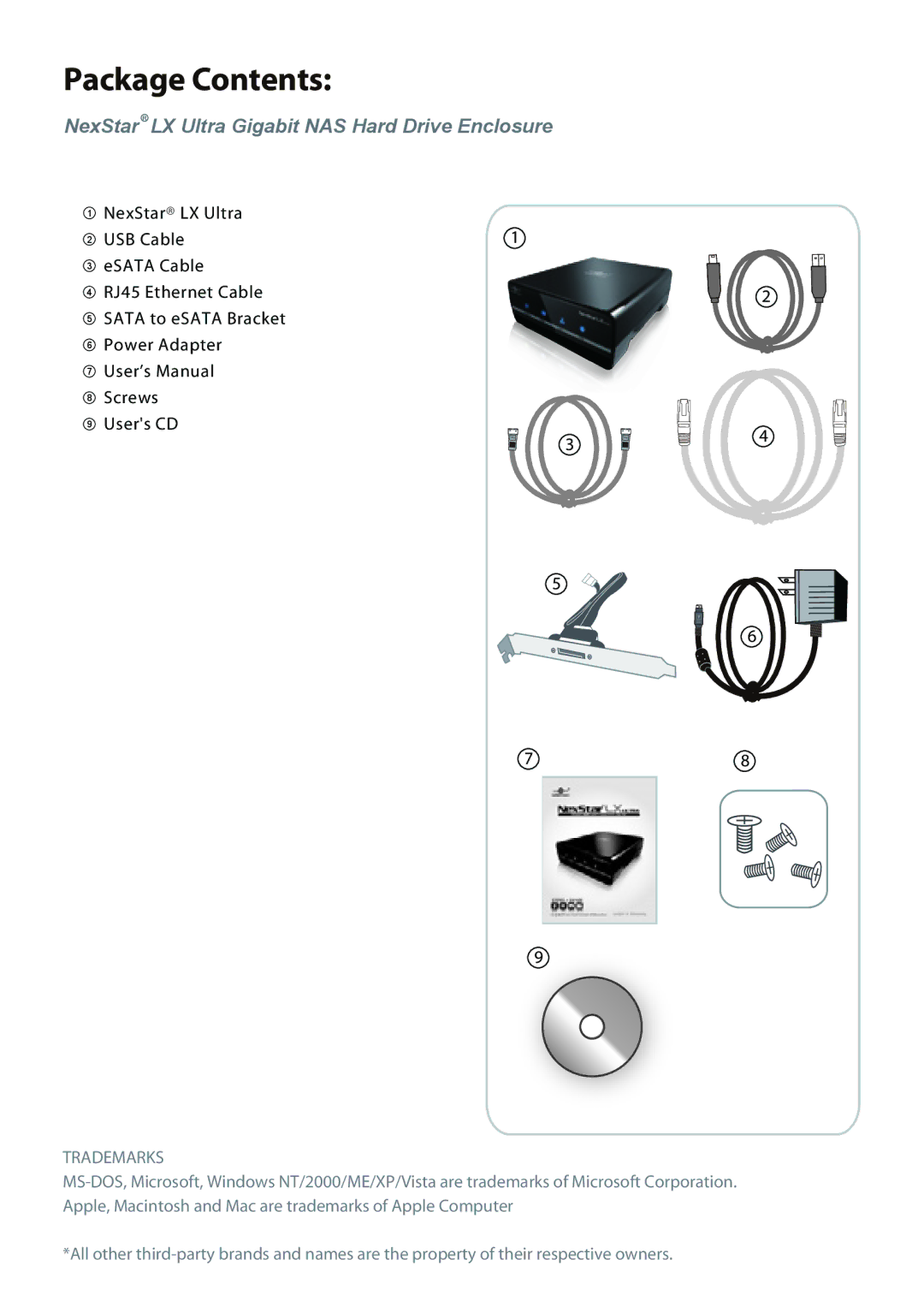 Vantec LX ULTRA manual Package Contents 