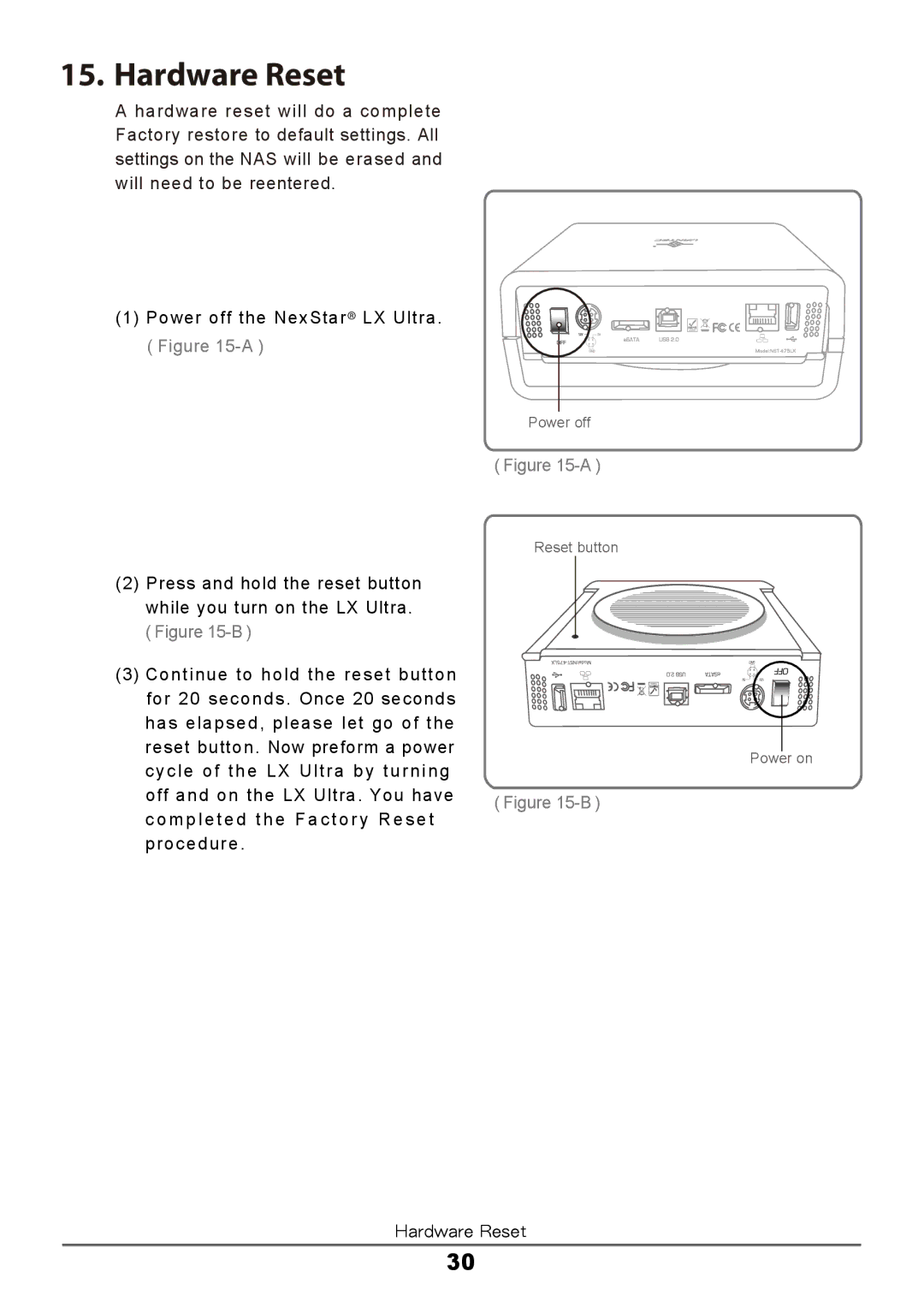 Vantec LX ULTRA manual Hardware Reset 