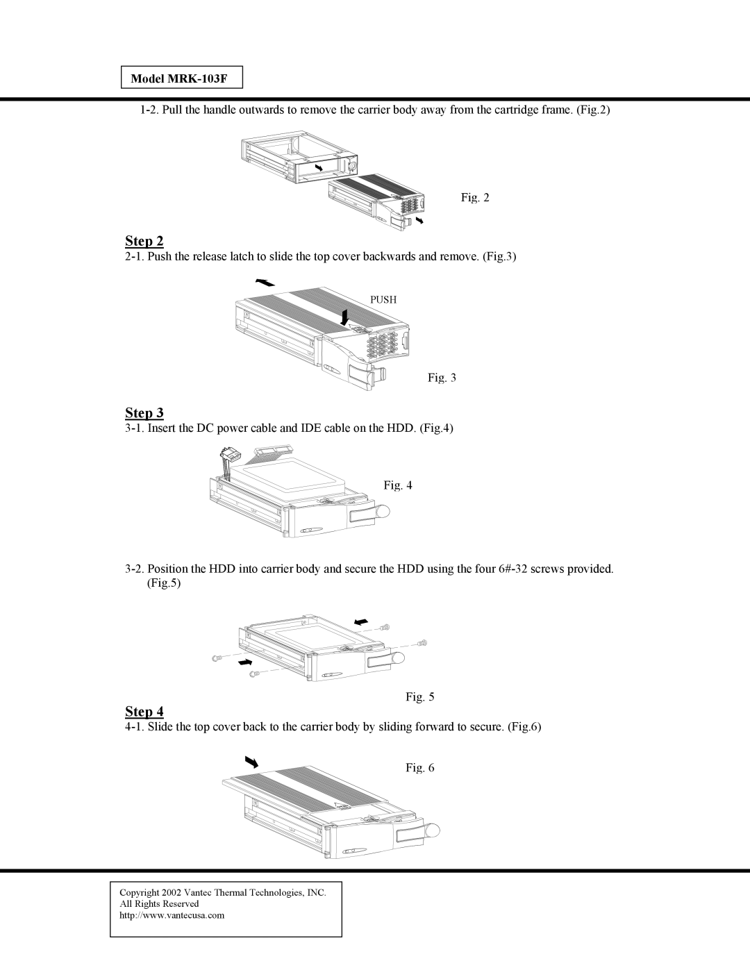 Vantec MRK-103F manual Step 