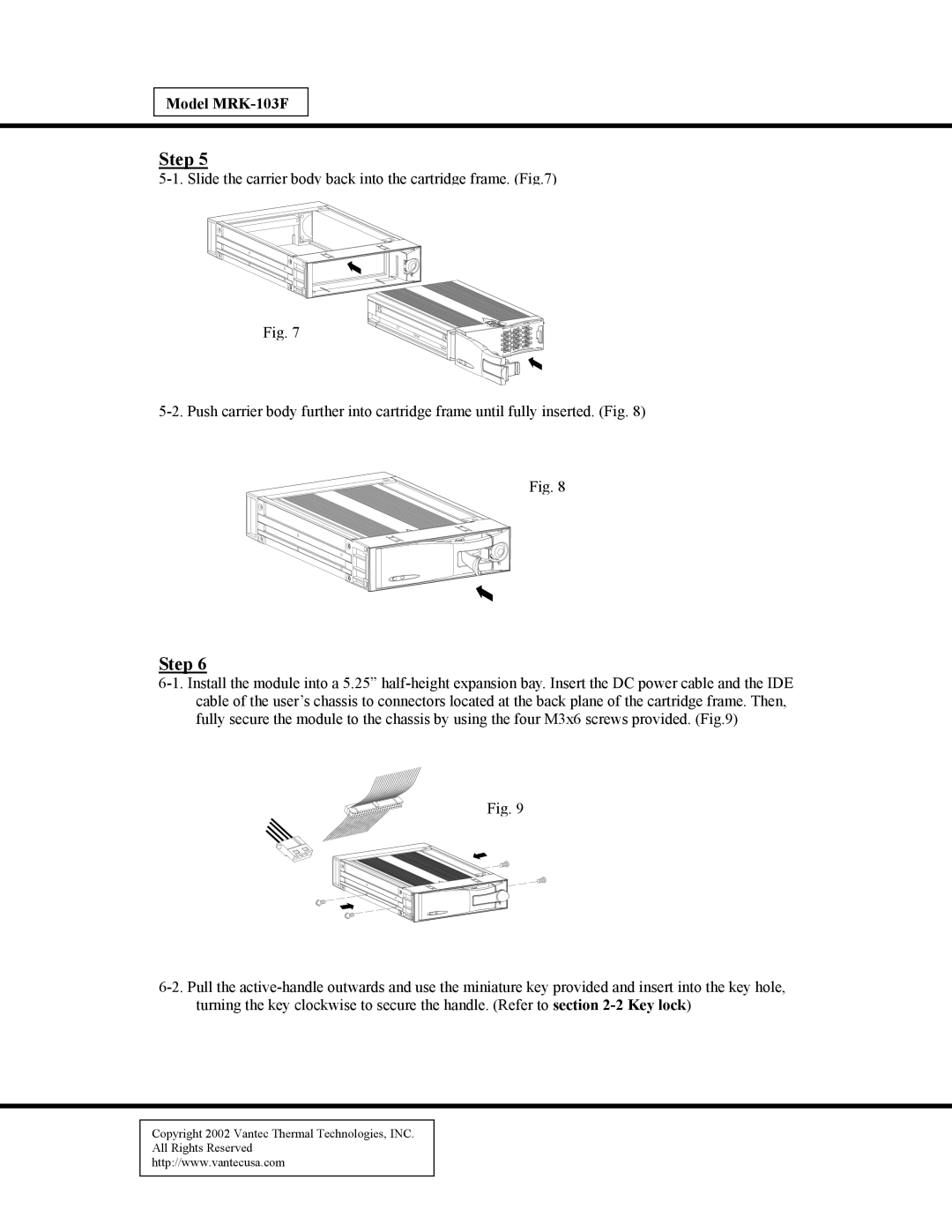 Vantec MRK-103F manual Step 