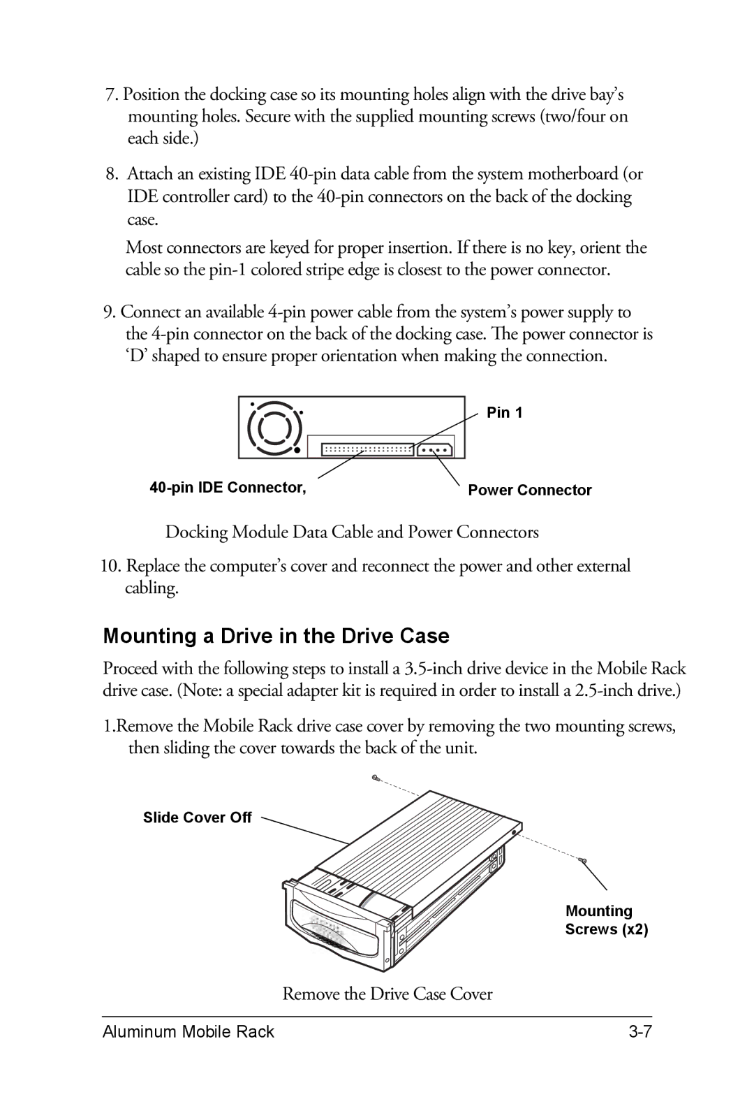 Vantec MRK-300FD-BK manual Mounting a Drive in the Drive Case 