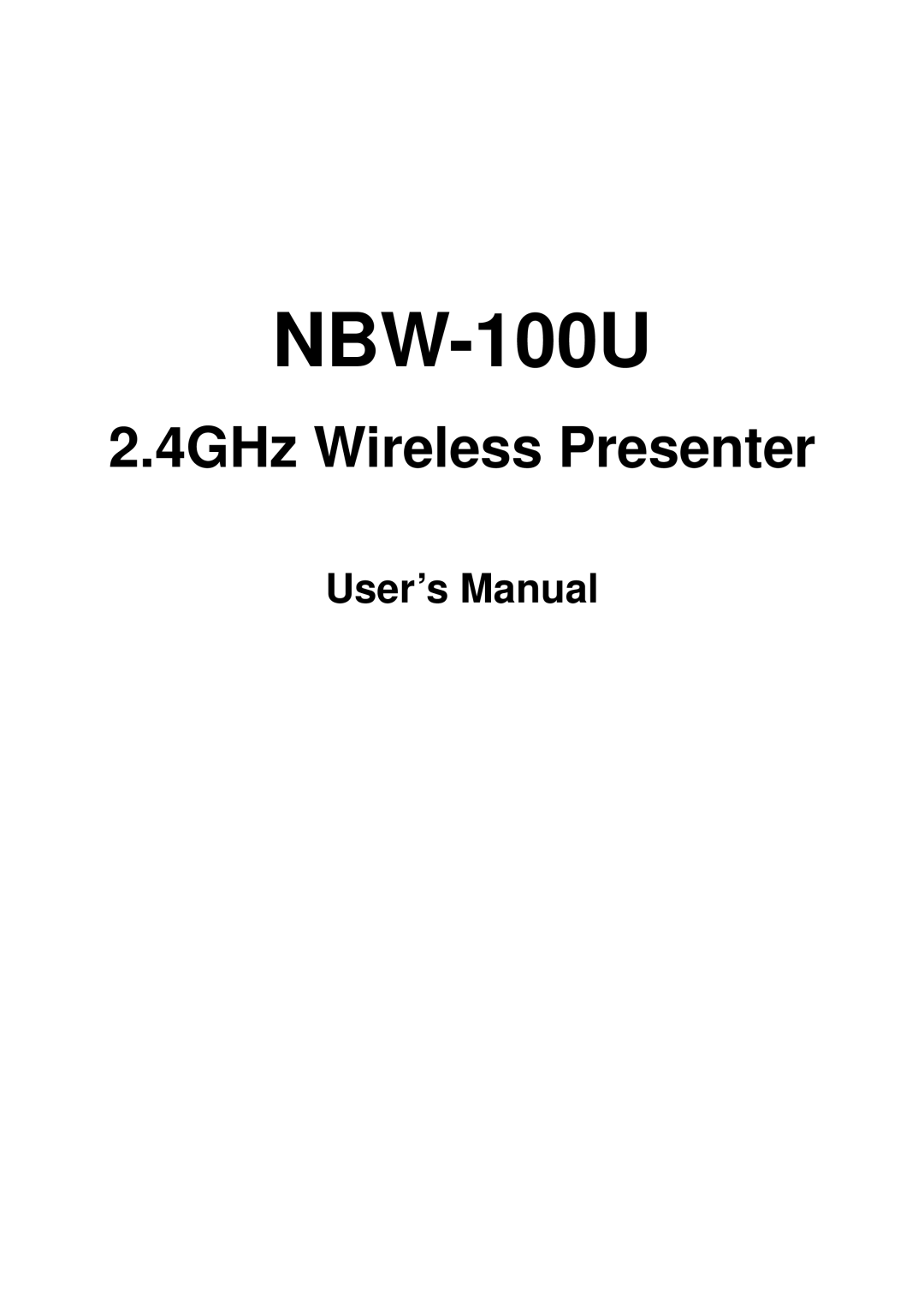 Vantec NBW-100U user manual User’s Manual 