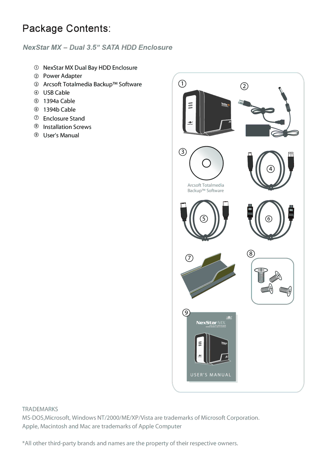 Vantec NexStar MX manual Package Contents 