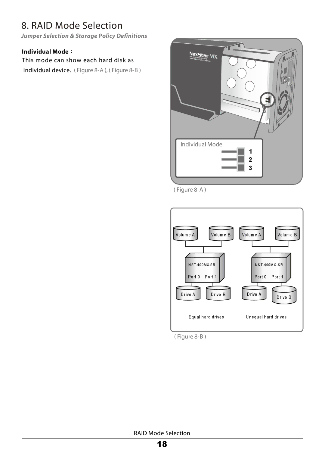 Vantec NexStar MX manual RAID Mode Selection, Individual Mode： 