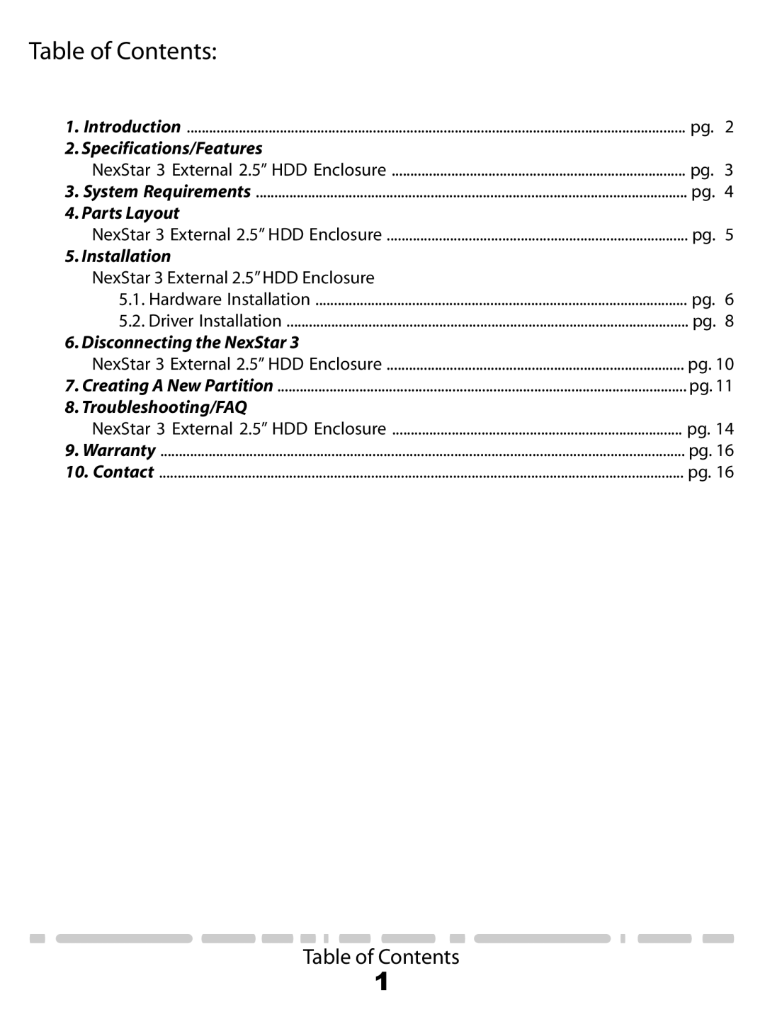 Vantec NST-260U2-RD user manual Table of Contents 