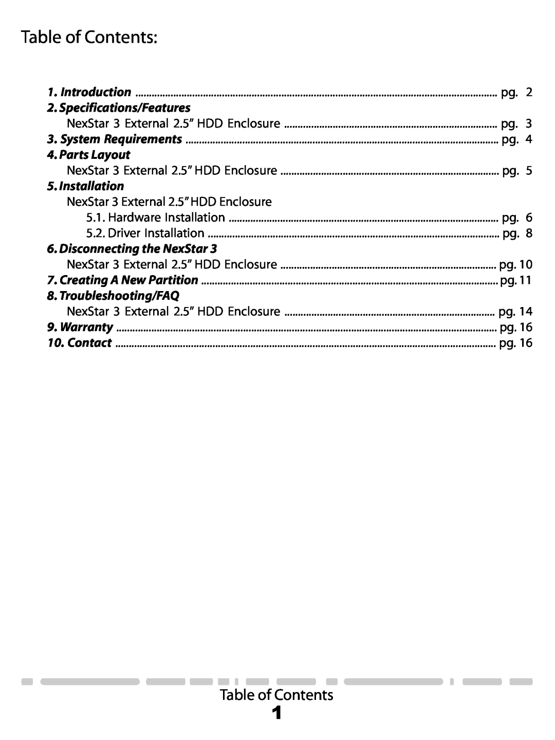 Vantec NST-260U2-RD user manual Table of Contents 
