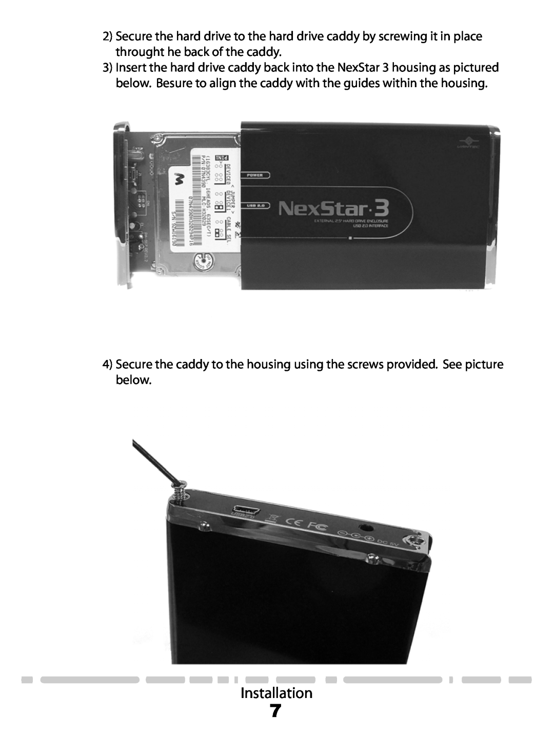 Vantec NST-260U2-RD user manual Installation 