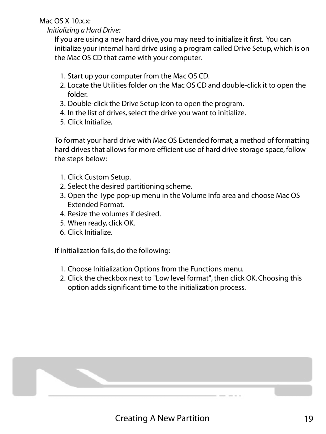 Vantec 355UF, NST-355U2 user manual Creating a New Partition, Initializing a Hard Drive 