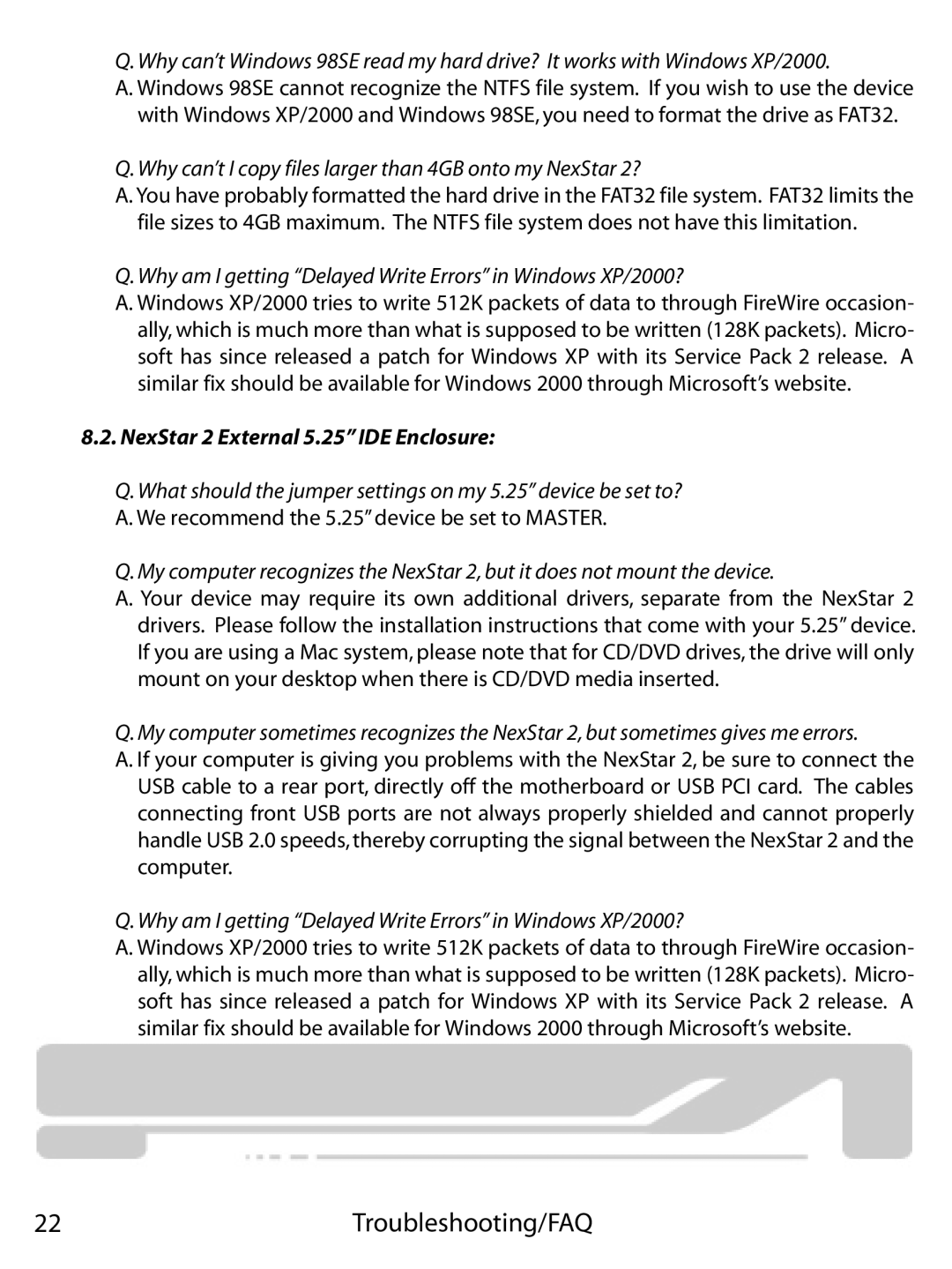 Vantec NST-355U2, 355UF user manual Why can’t I copy files larger than 4GB onto my NexStar 2? 