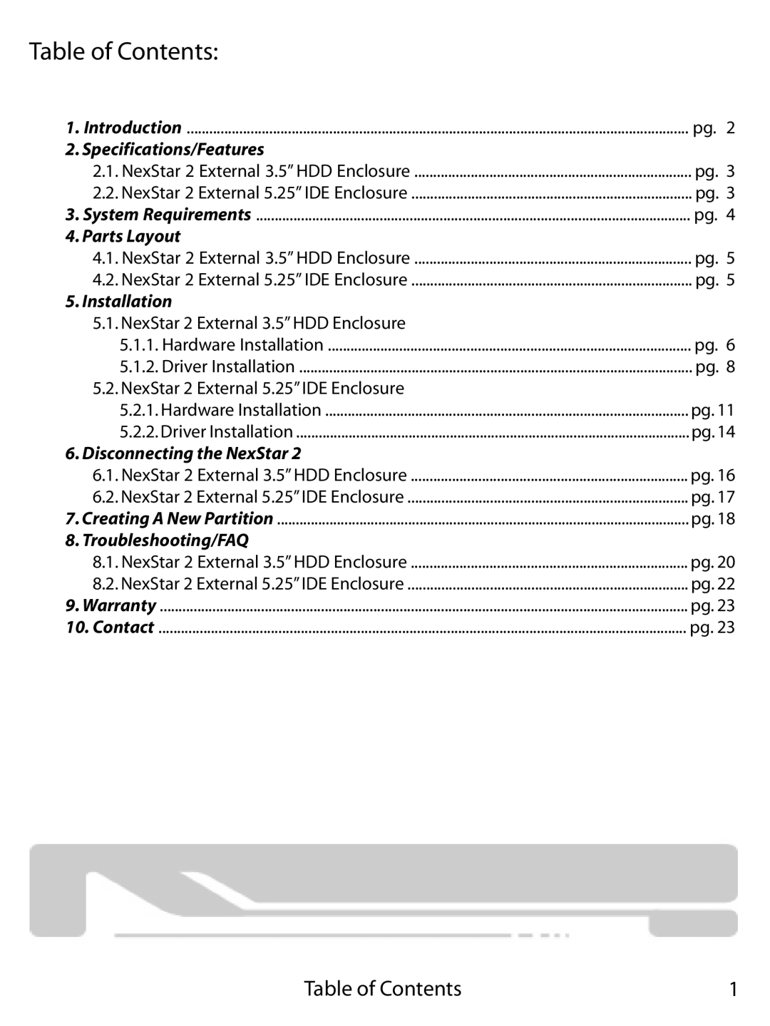 Vantec 355UF, NST-355U2 user manual Table of Contents 