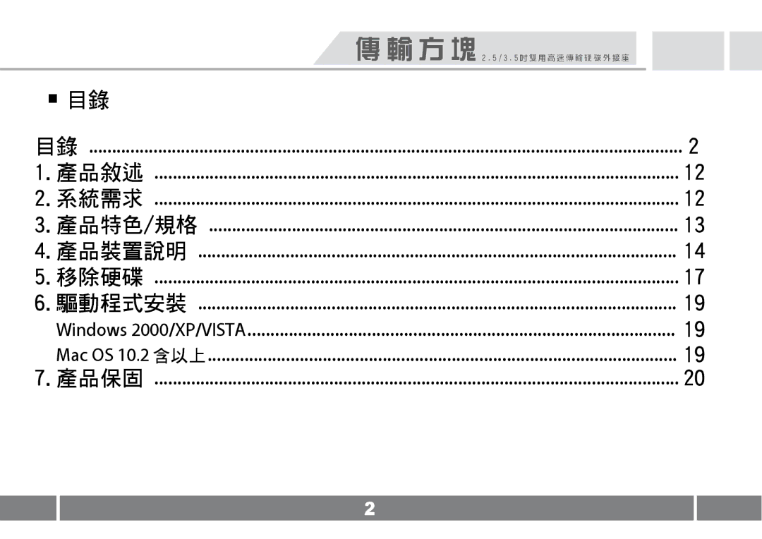 Vantec NST-D100FBSU user manual 方 塊 2 / 3 吋 雙 用 高 速 傳 輸 硬 碟 外 接 座 