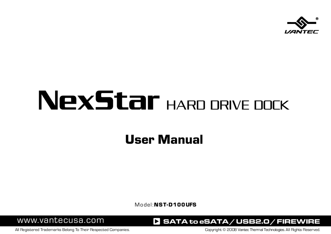 Vantec user manual Mo de l NST-D100UFS 