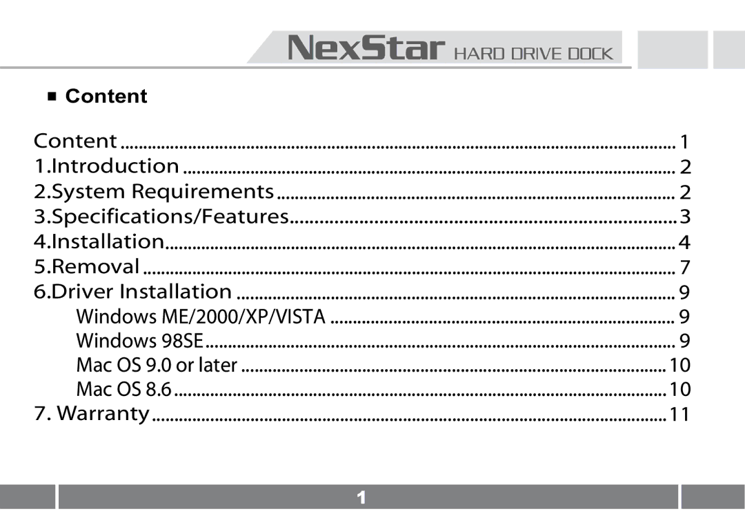 Vantec NST-D100UFS user manual Content 