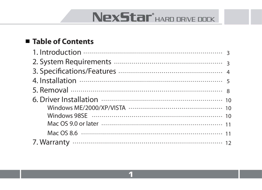 Vantec NST-D150SU-BK user manual Table of Contents 