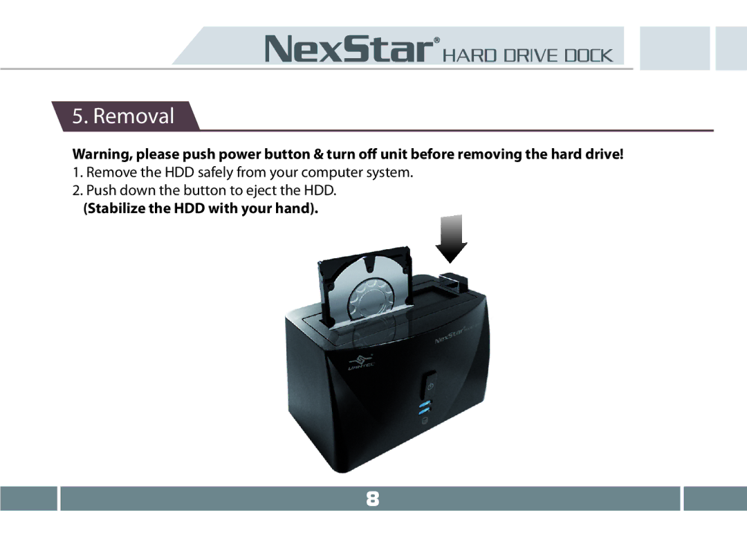 Vantec NST-D150SU-BK user manual Removal 