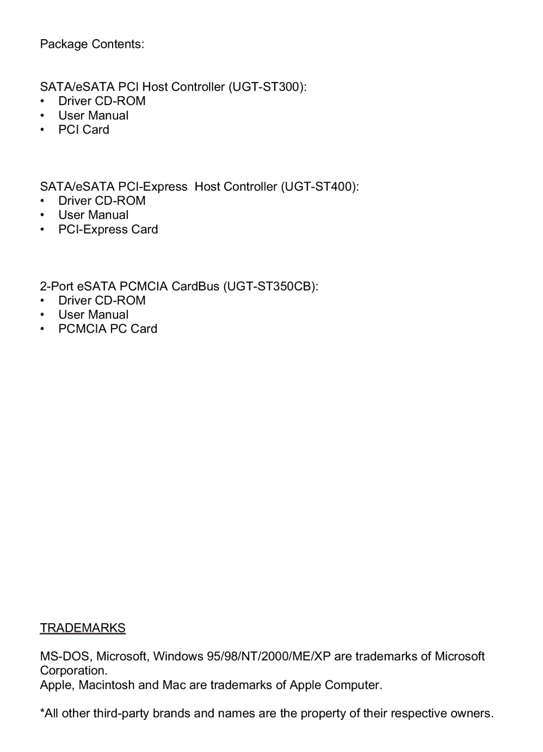 Vantec PCI & PCI-E Card & CardBus manual Trademarks 