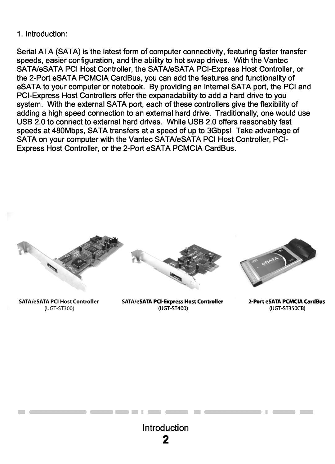 Vantec PCI & PCI-E Card & CardBus manual Introduction 