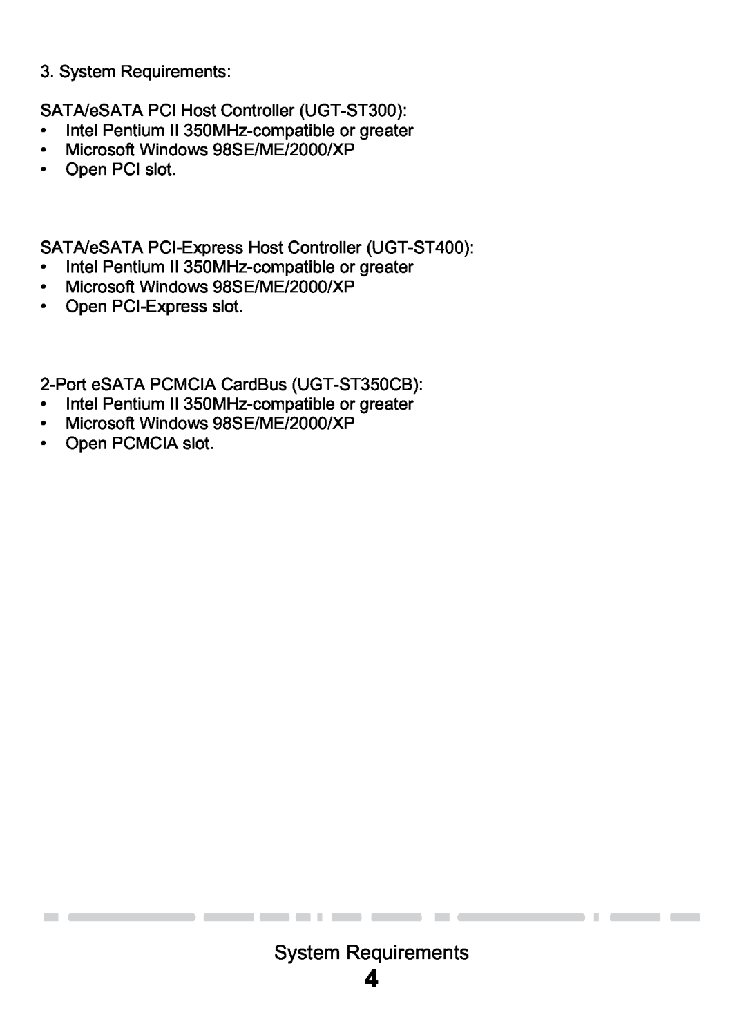 Vantec PCI & PCI-E Card & CardBus manual System Requirements 