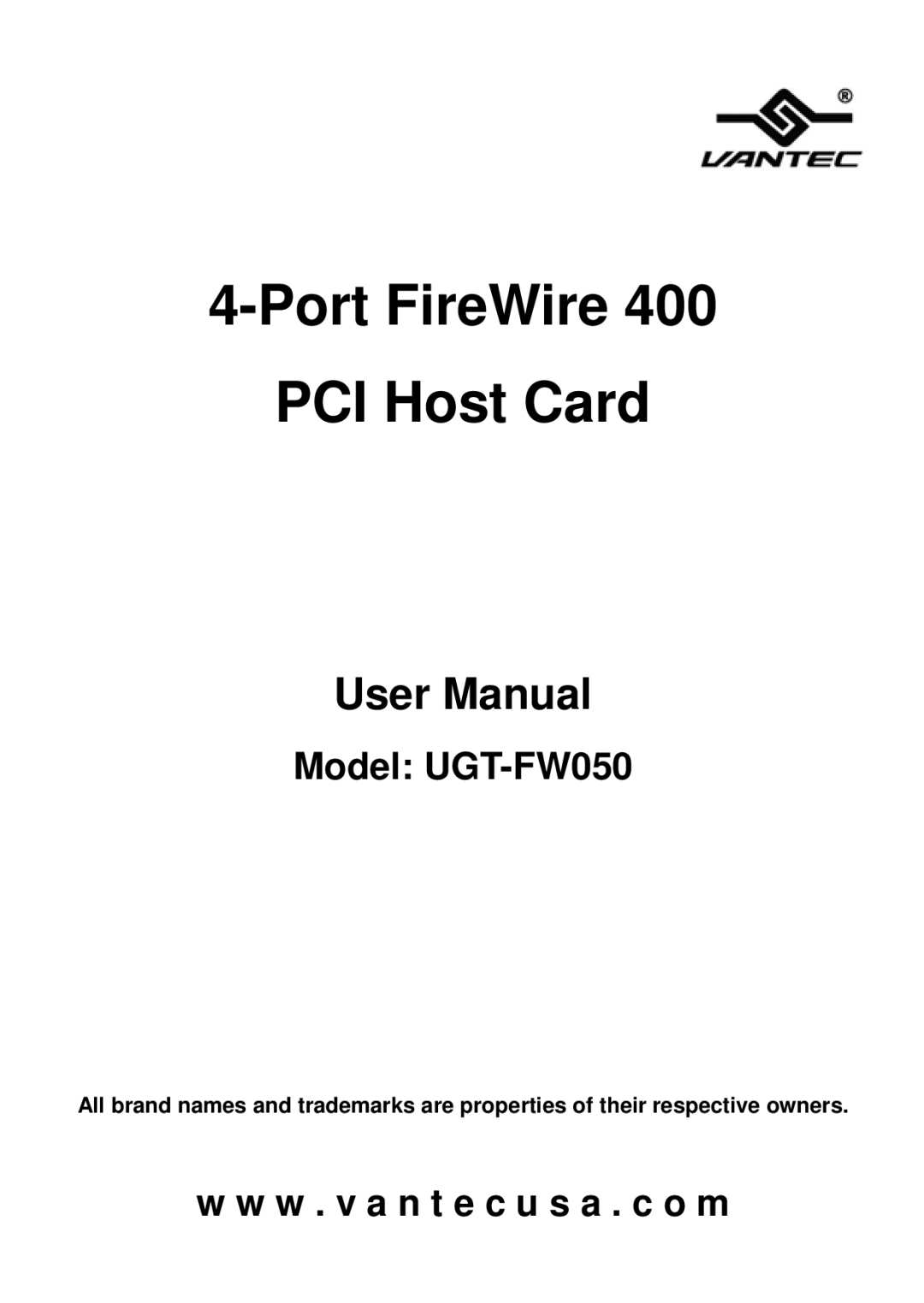 Vantec UGT-FW050 user manual Port FireWire PCI Host Card 