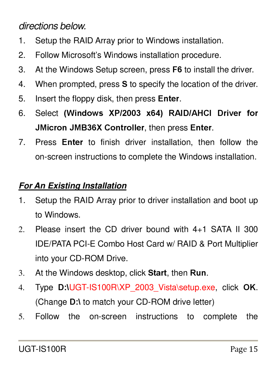 Vantec UGT-IS100R user manual Directions below 