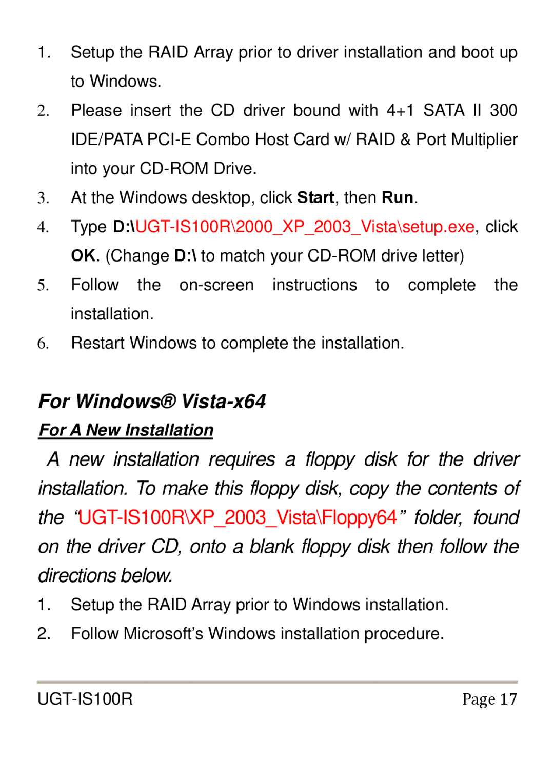 Vantec UGT-IS100R user manual For Windows Vista-x64 