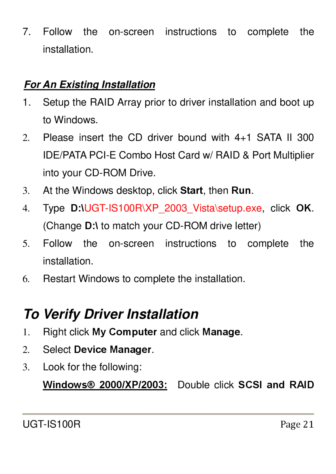 Vantec UGT-IS100R user manual To Verify Driver Installation 