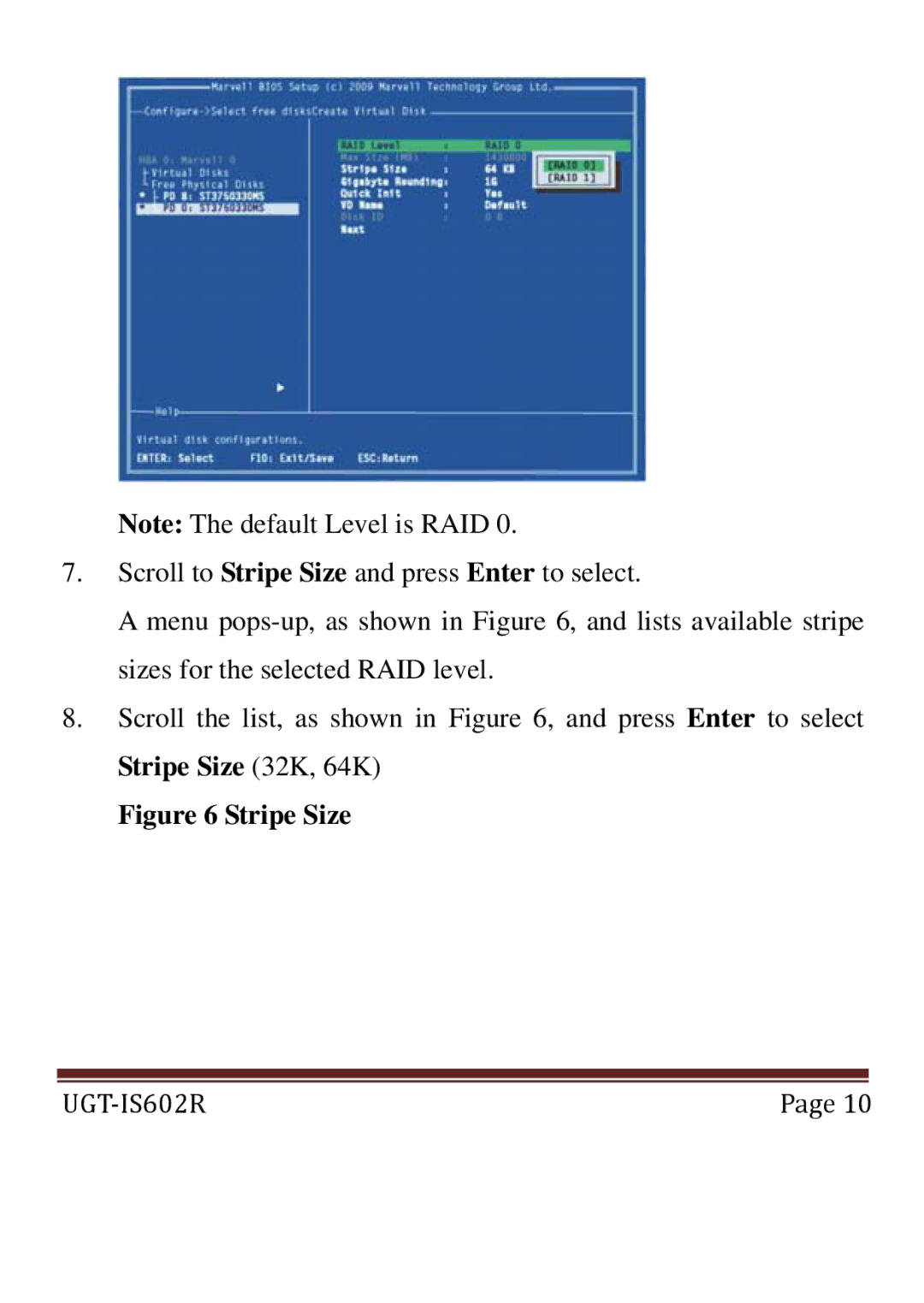 Vantec UGT-IS602R user manual Stripe Size 